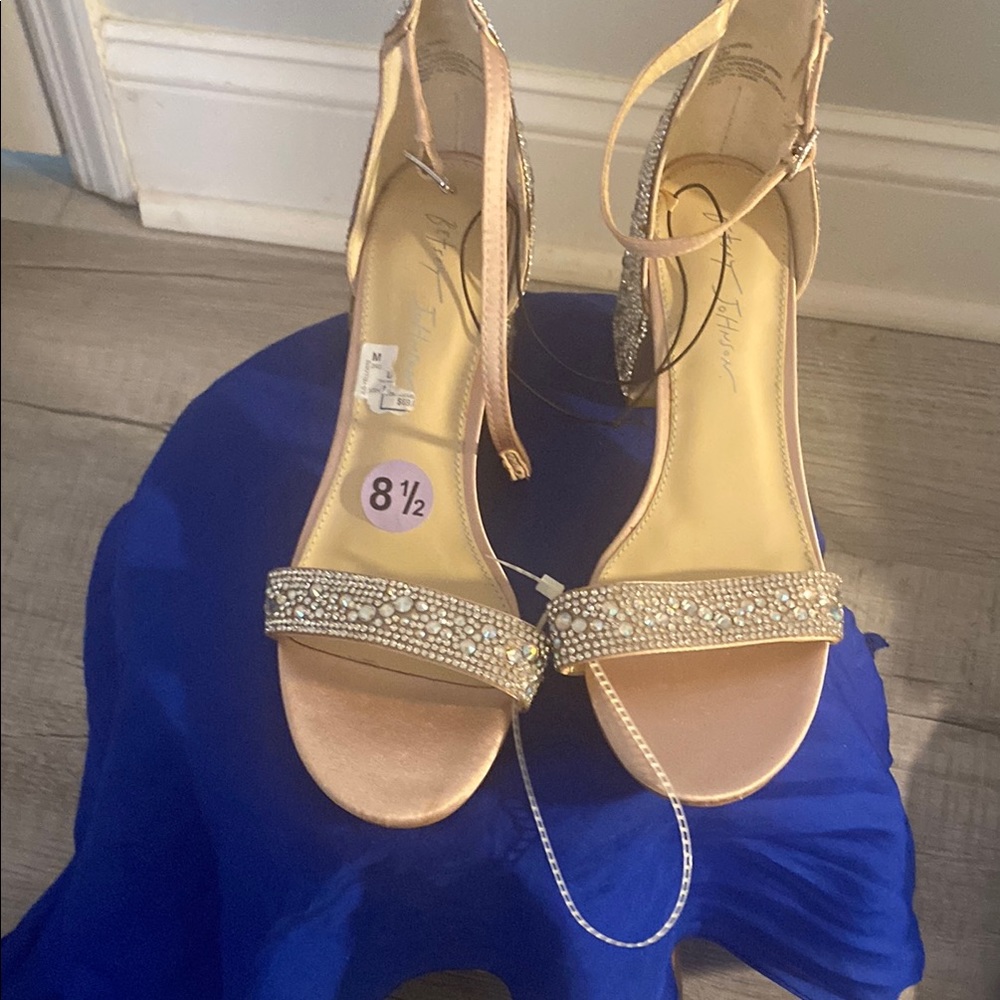 Betsey Johnson Gold Sandals with Rhinestone Embellishment